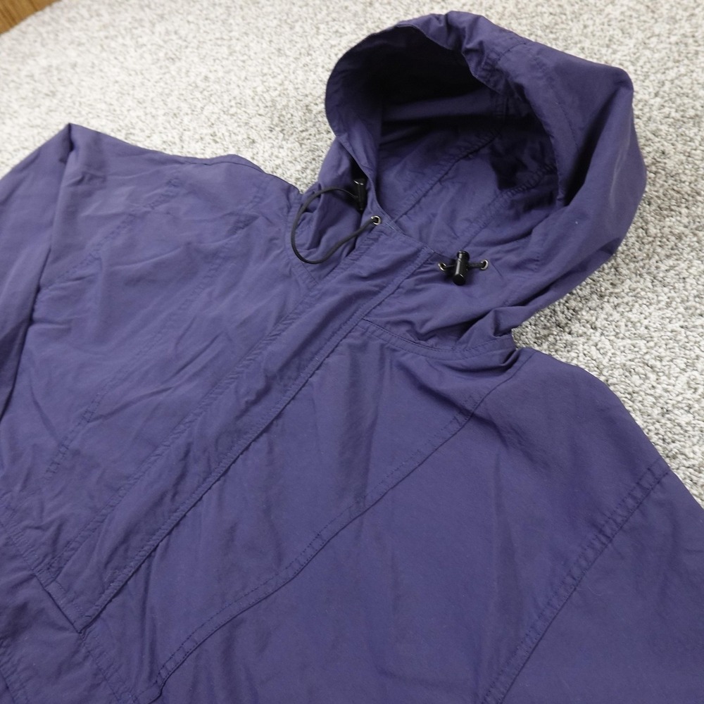 VTG LL Bean Jacket Mens XLT Blue Hooded Anorak Pullover Windbreaker Rain Coat